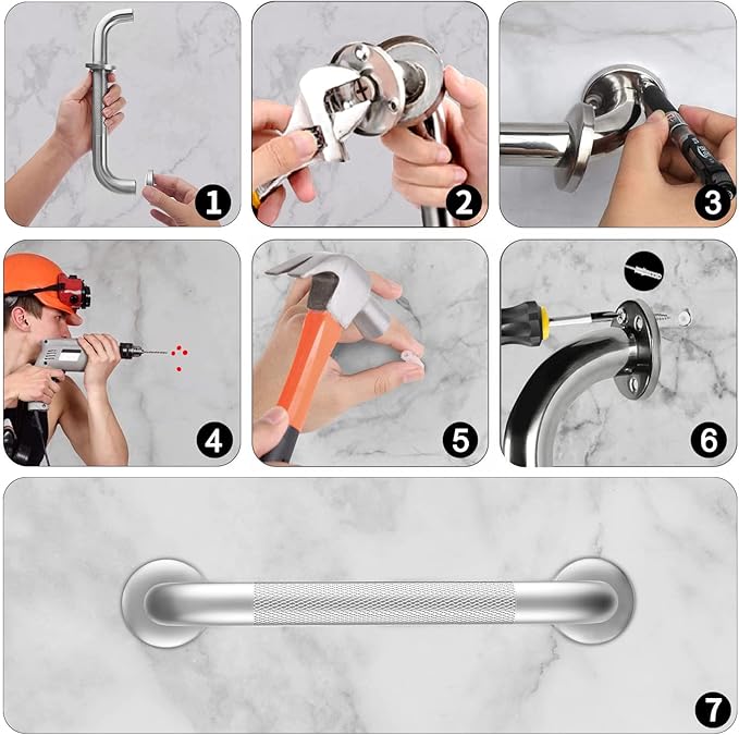 2 Pack 12 Inch Grab Bars for Bathtubs and Showers, Anti Slip Shower Grab Bars Stainless Steel Shower Handle Toilet Handicap Elderly Senior Assist Bathroom Saft Handle
