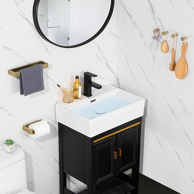 SAYAYO 6-Piece Bathroom Hardware Set Gold, Includes 10 Inch Towel Bar, Toilet Paper Holder & 4Pcs Coat Hooks Wall Mount, Towel Racks for Bathroom Accessories Set SUS304 Stainless Steel