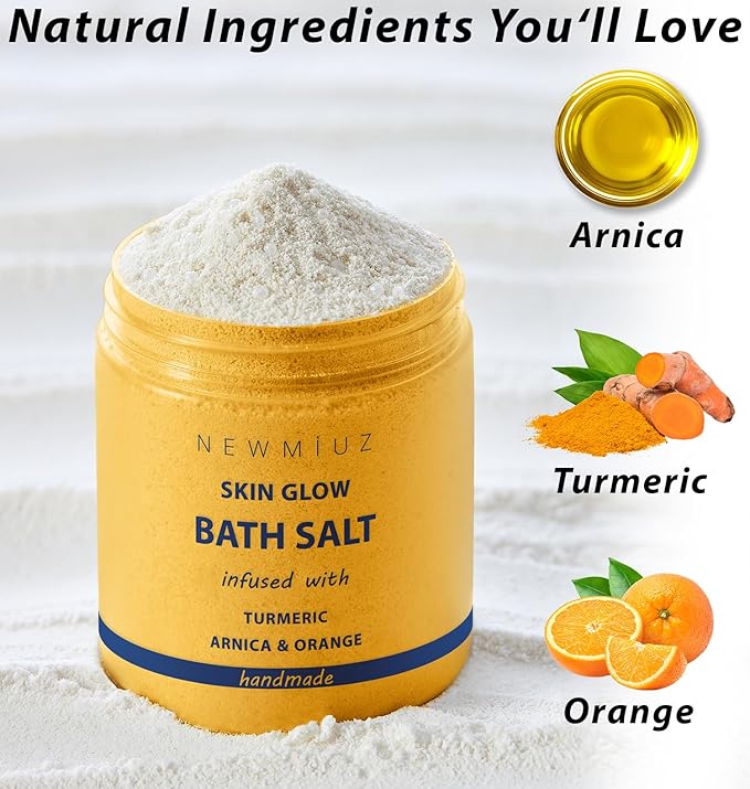 Natural Detox Bath Salt Soak Magnesium Epsom Salt Vitamin C Moisturize Skin Turmeric Orange Arnica Essential Oil Relaxation Stress Relief Gift Women