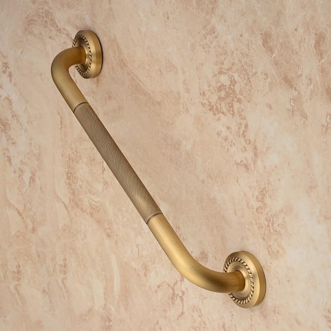 Shower Grab Bar, 17.7 inch Grab Bars for Bathtubs Showers Bathroom, Anti Slip Brass Shower Grabs for Seniors