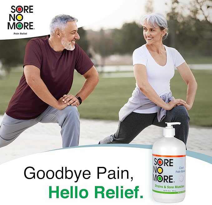 Sore No More Cool Relieving Gel for Aches & Pains in Muscles & Joints associated with Strains, Bruises & Sprains | Absorbs Quickly with a Refreshing Lemon Aroma | 32 oz Bottle with Pump