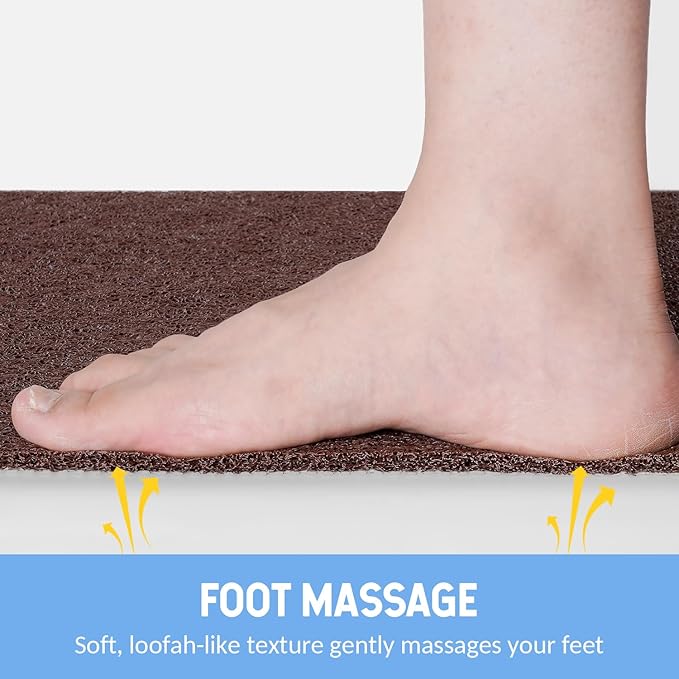 Non-Slip Bathtub Mat, Anti Slip Shower Mat, Fast Drying Bathtub Mats, Foot Scrubber Mat, Anti Slip Mat for Tub, Floor, Bathroom, Kitchen, Home, Hotel (Brown 32"×17")
