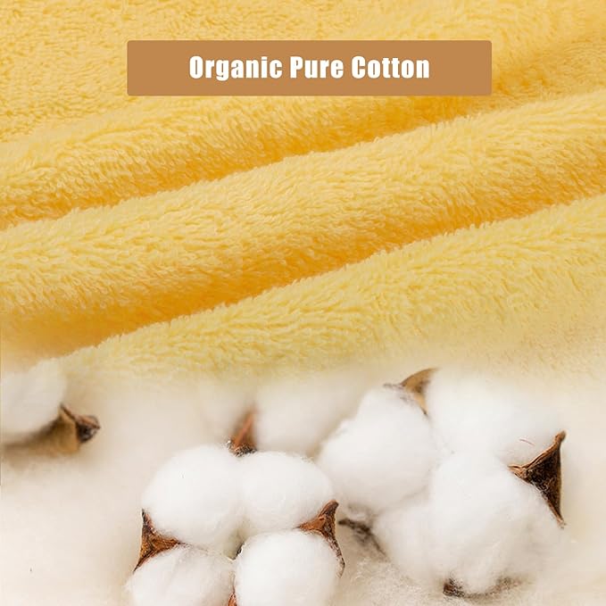 SEMAXE Yellow Bath Towel Set, 100% Cotton Absorbent Bathroom Towels with Hanging Loops, 8 Piece Towel Set Include 2 Bath Towels, 2 Hand Towels, 4 Washcloths