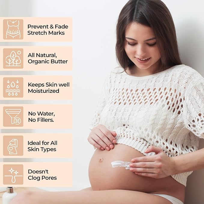 Fearless Mama Belly Butter – Unscented Stretch Mark Cream for Pregnancy – Natural Moisturizer for Stretch Mark and Scar Care – Deep Hydration for Growing Bellies