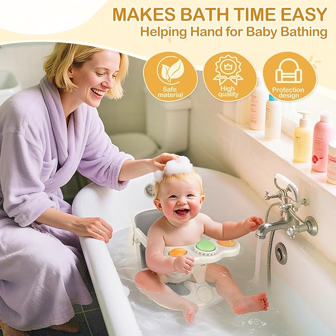 Baby Bath Seat for Babies 6 Months & Up - Non-Slip Toddler Bath Seat for Baby & Newborn with Suction Cups, Safe Baby Bath tub Seat with Suction Cups, Baby Bath Chair