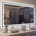 ISKM Framed LED Mirror for Bathroom 72"x40", Dimmable LED Bathroom Mirror with Lights, Anti-Fog, Front and Backlit Lighted Mirror 3-Colors, Shatterproof, Memory Function