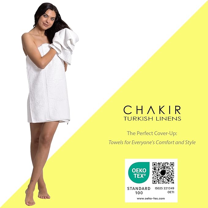 Chakir Turkish Linens | Hotel & Spa Quality 100% Cotton Premium Turkish Towels | Soft & Absorbent (8-Piece Towel Sets, White)