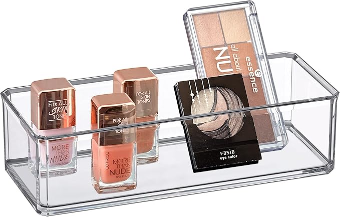 Amazing Abby - Glamour - Acrylic 1-Compartment Makeup Organizer, Transparent Plastic Lipstick Holder, Perfect Bathroom Vanity Storage Solution for Lipsticks, Nail Polishes, and More