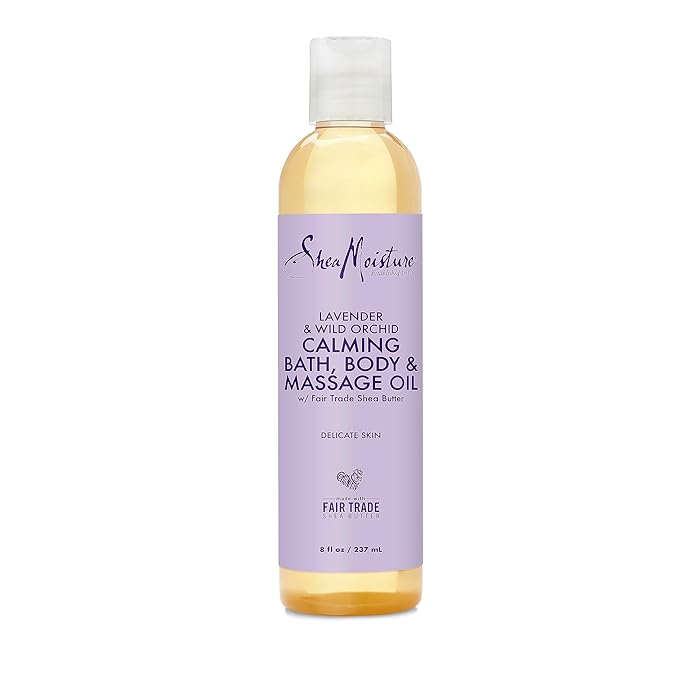 SheaMoisture Bath, Body and Massage Oil Lavender Wild Orchid Calming Moisturizer for Sensitive Skin 8 oz