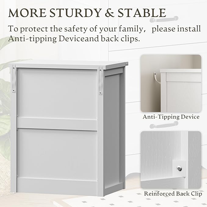 3-Drawer Dresser for Bedroom, Small Wooden Chest of Drawers with Metal Handles, Narrow Storage Cabinet with Anti-Tipping Design, Sturdy Dresser Organizer for Closet, Living Room, Entryway
