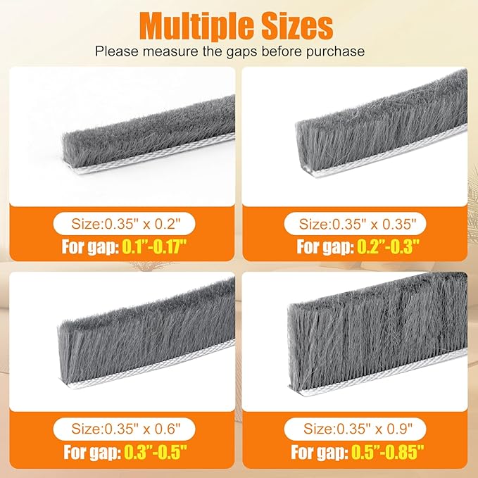 33.3FT Self-Adhesive Weather Stripping Seal for Door Frames and Sliding Windows, Weatherstripping for Soundproofing, Dustproof, Window Insulation for Winter, 0.35'' Wide x 0.2'' Thick, Grey