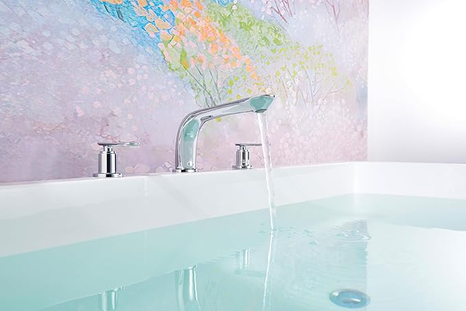 SITGES Classic Bathtub Faucet,2-Handle Chrome Tub Filler,3-Hole Widespread Roman Tub Faucet,High Flow Deck Mount Bath Tub Faucet with Valve Included