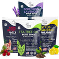 FOOT CURE Premium Epsom Salt Foot Soak - Tea Tree Oil Foot Soak for Athletes - Relaxing Foot Bath with Fungal Support - Foot Soaking Salts & Oils - Soothing for Tired Feet & Calluses (Pack of 4)