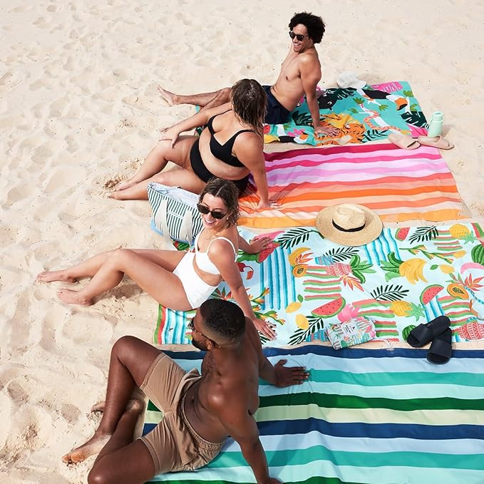 Dock & Bay Beach Towel - Quick Dry, Sand Free - Compact, Lightweight - 100% Recycled - Includes Bag - Havana Cabana - Set of 4 - Extra Large (200x90cm, 78x35)