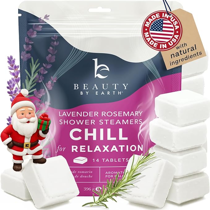 Shower Steamers Aromatherapy - USA Made with Natural Ingredients & Lavender Oil, Christmas Stocking Stuffers for Women, Wife & Mom, Large Stress Relief Shower Bombs, White Elephant Relaxing Spa Gifts