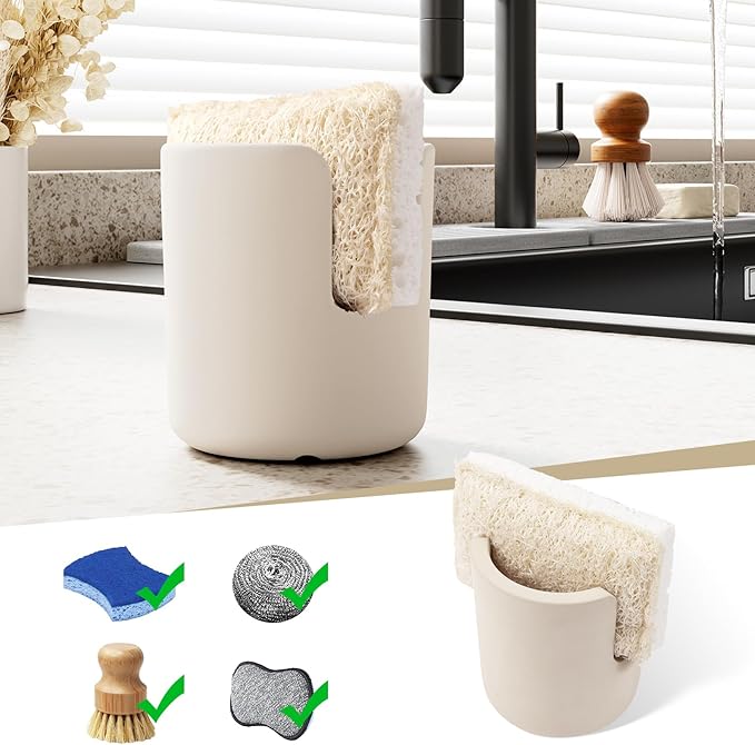 Diatomite Sponge Holder, Dish Sponge Stand for Kitchen Countertop, Stone Sponge Caddy Organizer, Face Sponge Holder, Cream