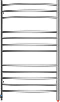 HEATGENE Electric Towel Warmer with Built-in Timer & Temperature Control, Wall-Mounted 12-Bar Large Towel Rack, Plug-in/Hardwired Heated Towel Rail for Bathroom - Brushed