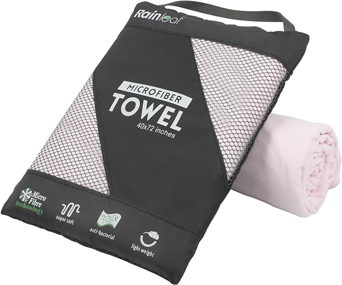Rainleaf Microfiber Towel Perfect Travel & Gym & Camping Towel. Quick Dry - Super Absorbent - Ultra Compact - Lightweight. Suitable for Trip, Beach, Shower, Backpacking, Pool