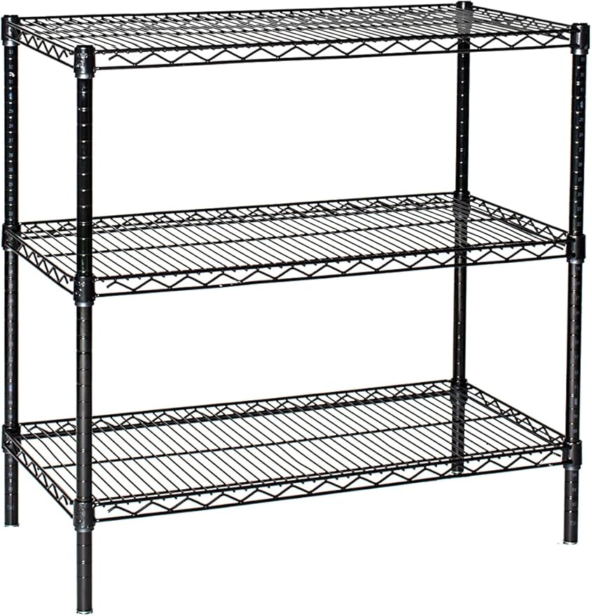 Omega 24" Deep x 30" Wide x 63" High 3 Tier Black Starter Shelving Unit