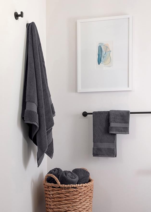 Fabdreams 100% Organic Cotton Bath Towel Set of 6 700 GSM Hotel Premium Plush Absorbent Soft Durable SkinFriendly Spa Quality Bathroom Comfort with 2 Bath 2 Hand Towel and 2 Wash Cloths Charcoal Black