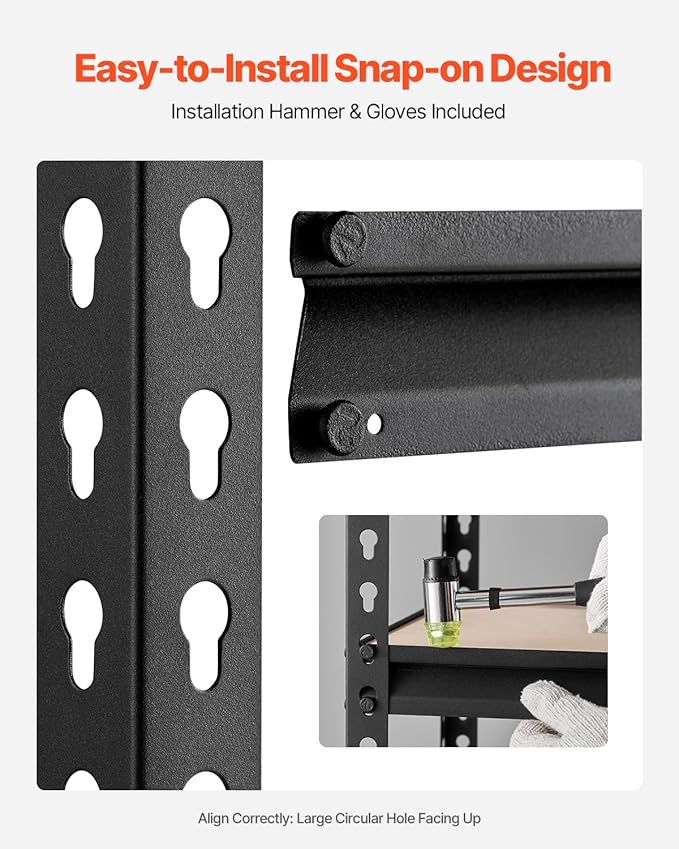 VEVOR Storage Shelves, 2000 lbs, 5 Tier Garage Storage Shelving, 16" D x 32" W x 62.8" H Adjustable Metal Shelves for Garage Shelves Utility Rack Shelf, Ideal for Kitchen, Warehouse, Basement, Black
