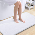 OLANLY Bathroom Rugs 44x24, Extra Soft Absorbent Chenille Bath Rugs, Rubber Backing Quick Dry, Machine Washable Bath Mats for Bathroom Floor, Tub and Shower, Home Decor Accessories, White