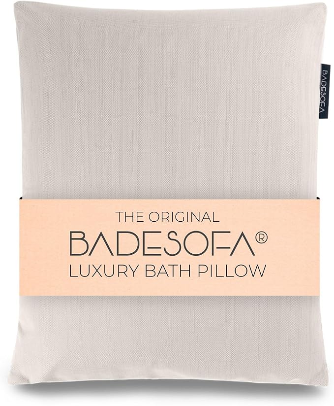 BADESOFA® Luxury Bath Pillow S - Ultra Comfortable & Quick-Drying Bath Back Pillow - Washable Full Body Bath Pillow for Bathtub - Therapeutic Head and Neck Support - Luxury Spa Cushion in Ivory Pearl