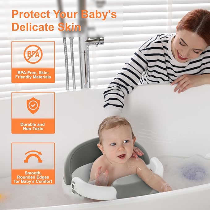 Baby Bath Seat for Babies: Non-Slip Infant Bathtub Chair with Suction Cups, Safe & Comfortable Baby Bath Support, Ideal for Sitting Up, Easy to Clean, Stable Design, Blue (6-24 Months)