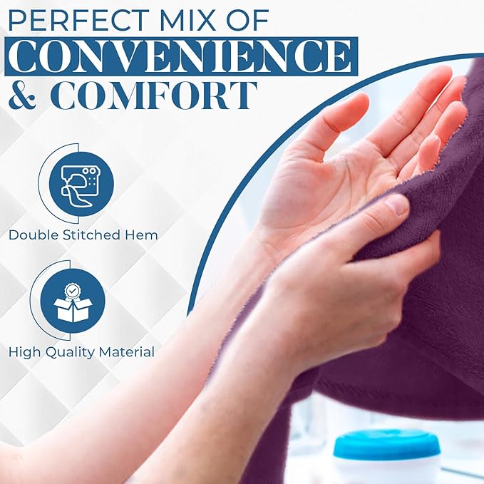DAN RIVER 6-Pack Premium Hand Towels (16x28 Inches) - 100% Cotton, Ultra Soft, Lightweight, Highly Absorbent Towels for Bathroom, Spa, Gym, Salon, Hotel, and Travel - 550 GSM – Purple Passion