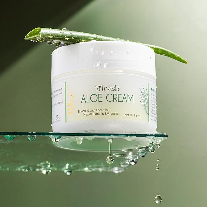 Deluvia Miracle Aloe Cream | Face & Body Moisturizer with Vitamin E & Organic Aloe Vera | Hydrating, Soothing for Dry Skin | Psoriasis, Eczema - 2 oz Compact Travel Size