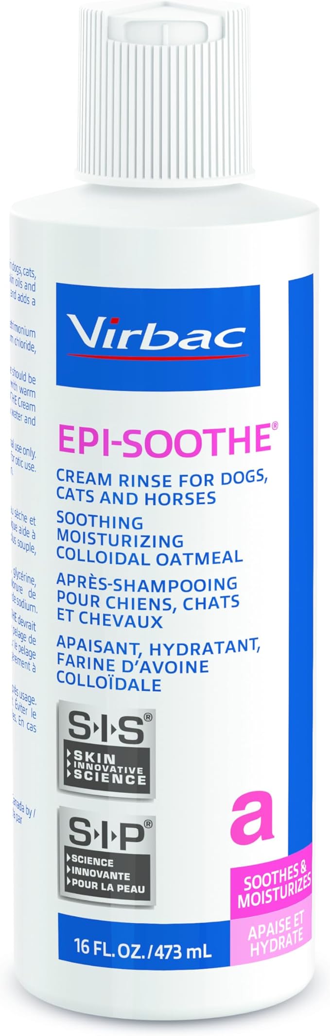 Virbac Epi-Soothe Cream Rinse Pet Conditioner For Dogs, Cats & Horses (16 oz) - For Dry or Sensitive Skin