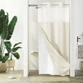 Gibelle Stall Small Shower Curtain 36x74, Waffle Weave Shower Curtain with Snap-in Fabric Liner Set, No Hooks Needed, Hotel Style with Mesh Top Window, Ivory