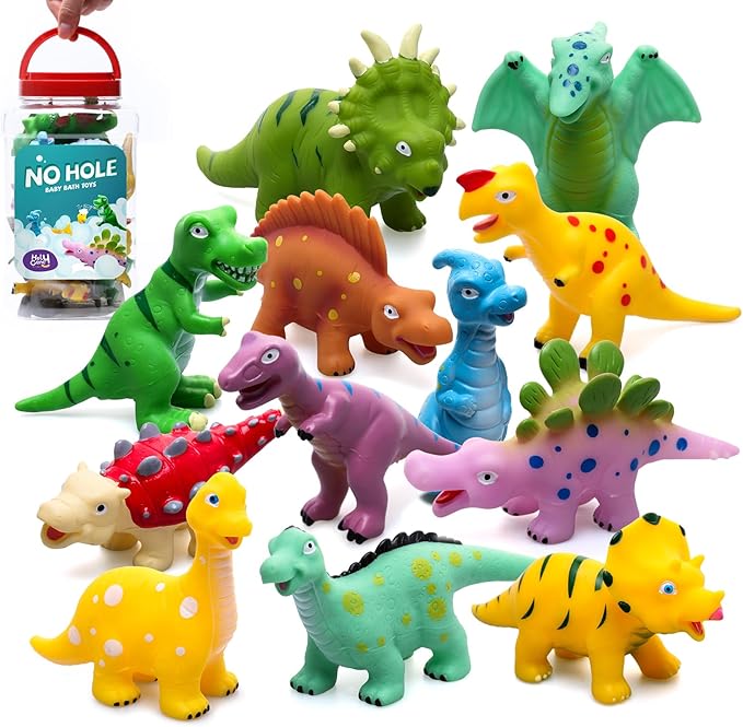 Hely Cancy Dinosaur Bath Toys for Toddler, No Hole Baby Bathtub Shower Water Pool Toys