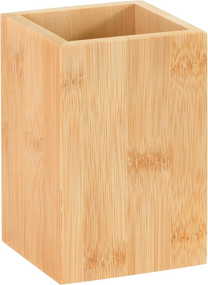 Fuller’s Bamboo Bathroom Counter Set – Eco-Friendly & Water-Resistant Sink Organizer | 4-Piece Vanity Tray, Soap Dispenser, Toothbrush Holder & Storage Container