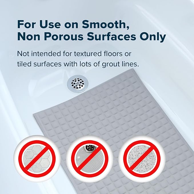 SlipX Solutions Extra Comfort Bathtub Mat Designed for Sensitive Feet, Cloud-Like Softness with Non-Slip Grip, Gray