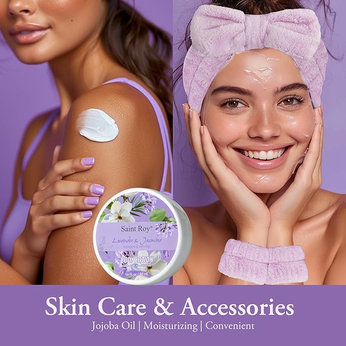 Bath and Body Gift Basket Set for Women - Jasmine Christmas Gifts for Women, Spa Gift Basket 13-Piece Bath Gift Set, Gift Set for Ladies Body & Bath Gifts Set Lavender Gift Baskets For Mom