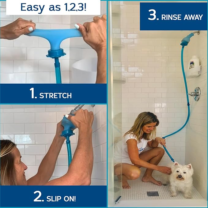 Rinseroo: "Shower Cleaning Thing"–Slip-On Handheld Hose Attachment for Fast, Mess-Free Shower Wall Rinsing–6 Ft Hose, Fits Up to 5" Shower Head –Temporarily Converts Standard Shower into Handheld