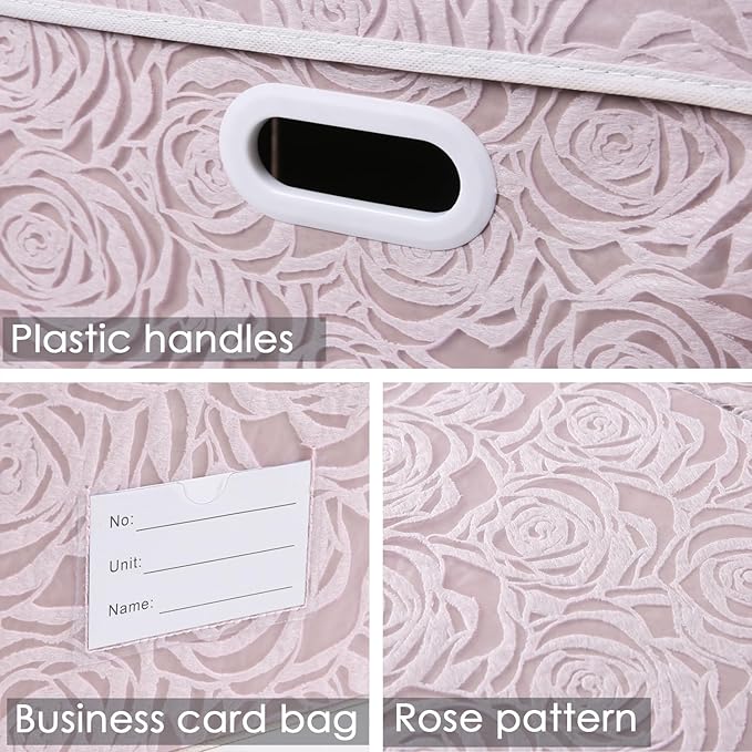 PRANDOM Jumbo Collapsible Storage Cubes with Lids Fabric Decorative Storage Bins Boxes Organizer Baskets with Cover Handles for Bedroom Closet Living Room 23.2x15.7x11.8 Inch 3 Pack