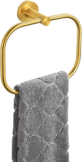 Angle Simple Square Towel Ring Brassy Gold, SUS 304 Stainless Steel Swivel Hand Towel Holder for Bathroom, Wall Mount, 7.87 Inches