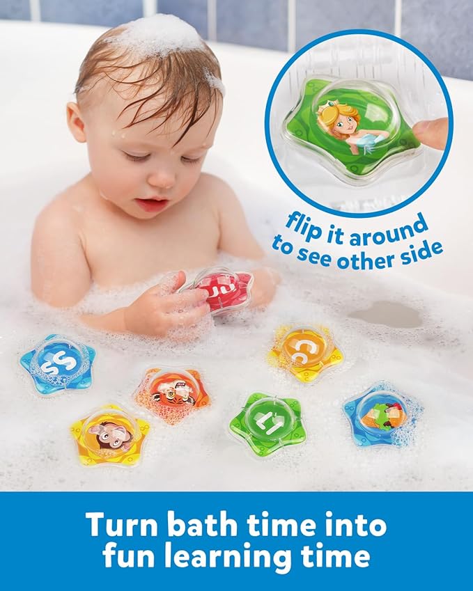 Coogam Starfish Floating Bath Toys, 26pcs Bathtub Alphabet Letters Set, Montessori Educational Water Pool Toy Learning Activities Shower Toy Gift for Preschool Years Old Toddlers