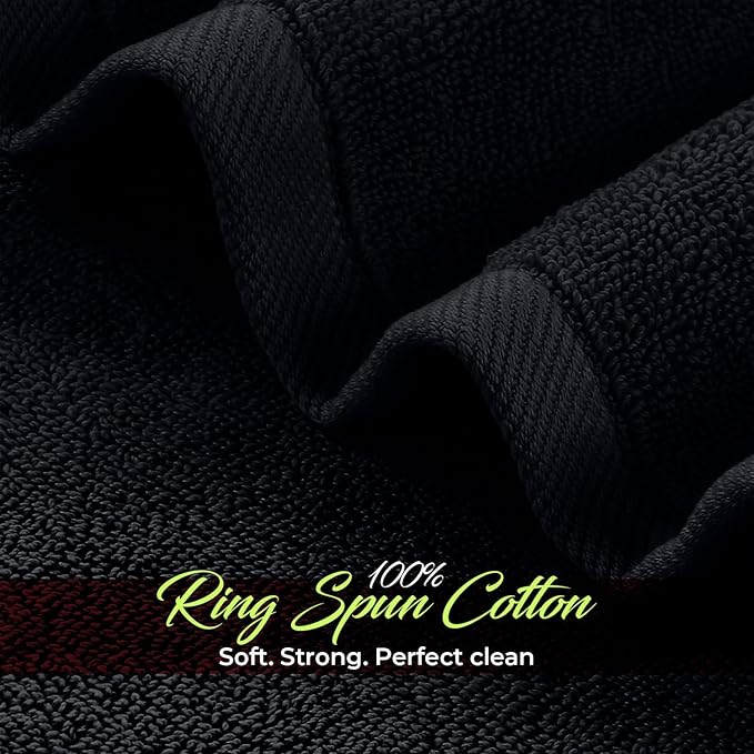 RIVERSIDE 12 Pack Washcloths - 12x12 Inches, 400 GSM, 100% Ring-Spun Cotton - Soft, Absorbent & Durable Face and Body Towels - for Bathroom, Spa, Gym, Makeup Removal & Everyday Use - Charcoal