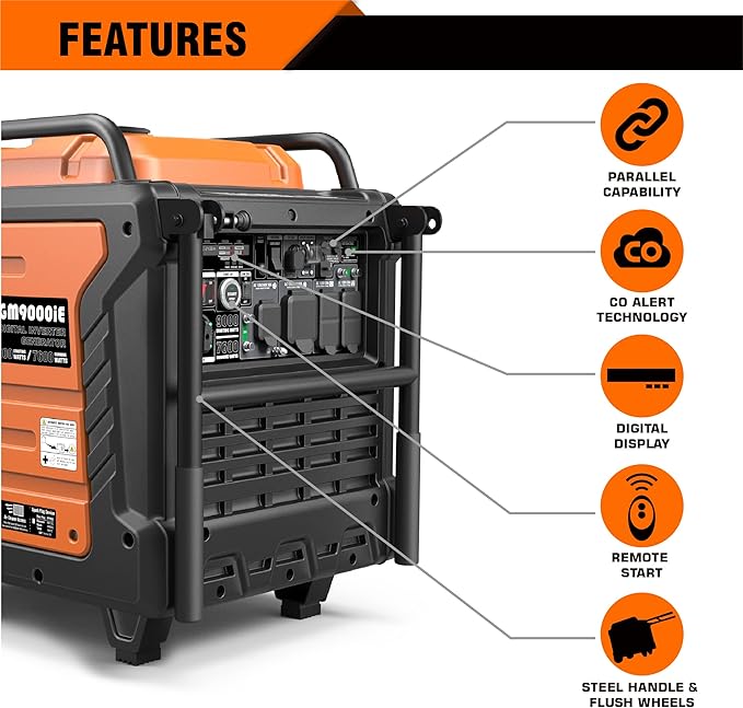 GENMAX Generator，EPA Compliant, Eco-Mode Feature, Ultra Lightweight for Backup Home Use & Camping