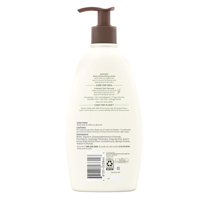 Aveeno Active Naturals Daily Moisturizing Lotion, 18-Ounce Pump (Pack of 2)