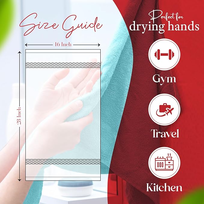 RIVERSIDE 6 Pack Premium Hand Towels Set, 16x28 inches, 100% Ring Spun Cotton, 600 GSM, Soft, Quick Dry and Highly Absorbent, Towels for Bathroom, Kitchen, Gym, Spa - Teal