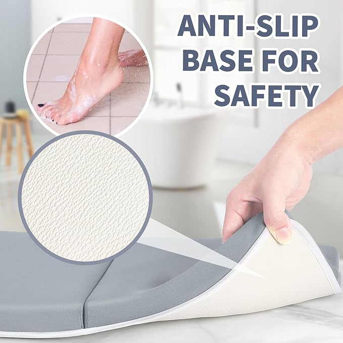 URMYWO Bath Kneeler and Elbow Rest Pad Set - 1.5" Thick Baby Bath Kneeler Pads with Toys Organizer, Anti-Slip Cozy Knee & Arm Support Bathtub Mat, Quick Dry Kneeling Pad for Baby Bath Time