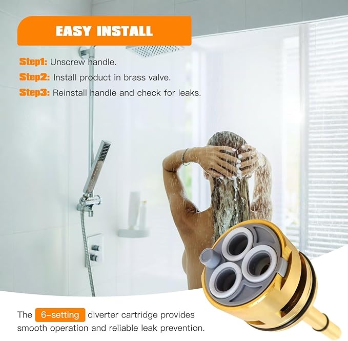 RP51919 6 Setting Diverter Cartridge Fit for Delta R11000 R22000 Faucet Valve Replacement Trim Kit, 6 Way Shower Diverter Parts, Leak-Resistant Design
