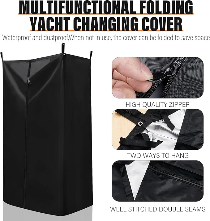 Boat Changing Room, Heavy Duty Hanging Privacy Tent Shower Awing Portable Overland Fitting Room for Pontoon Camping Boat Dancing