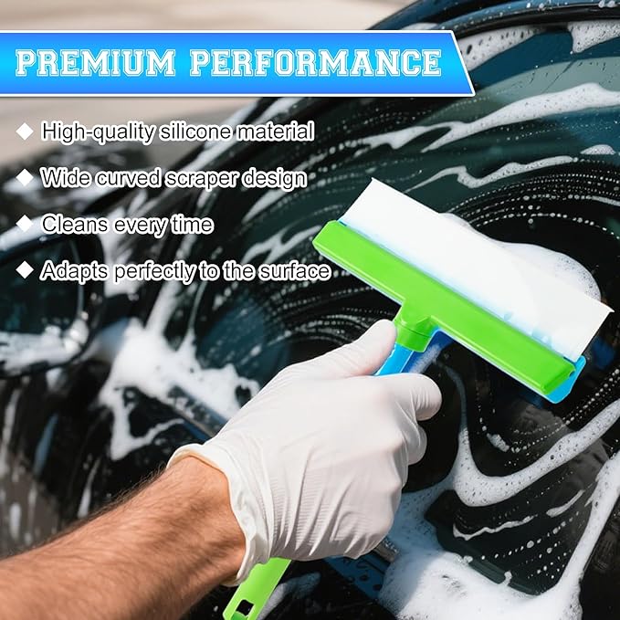 Recyclable Silicone Window Squeegee Kit,Glass Cleaning Tools,Multifunctional Silicone Window Squeegee Cleaner Kit & Microfiber Scrubber for Shower Glass Mirror Door Car