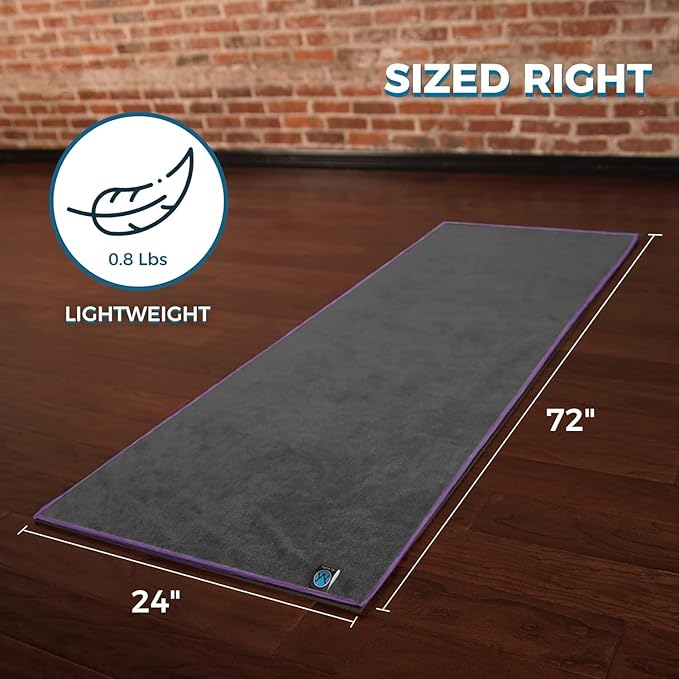 Youphoria Yoga Microfiber Non-Slip Towel - Hot Yoga Mat Towel for Enhanced Grip and Sweat Absorption