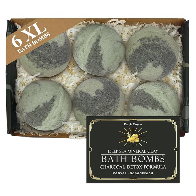 Purple Canyon Mineral Mud Bath Bombs | Deep Sea with Arctic Clay and Spirulina | Vetiver and Sandalwood Scented Bath Bomb Set